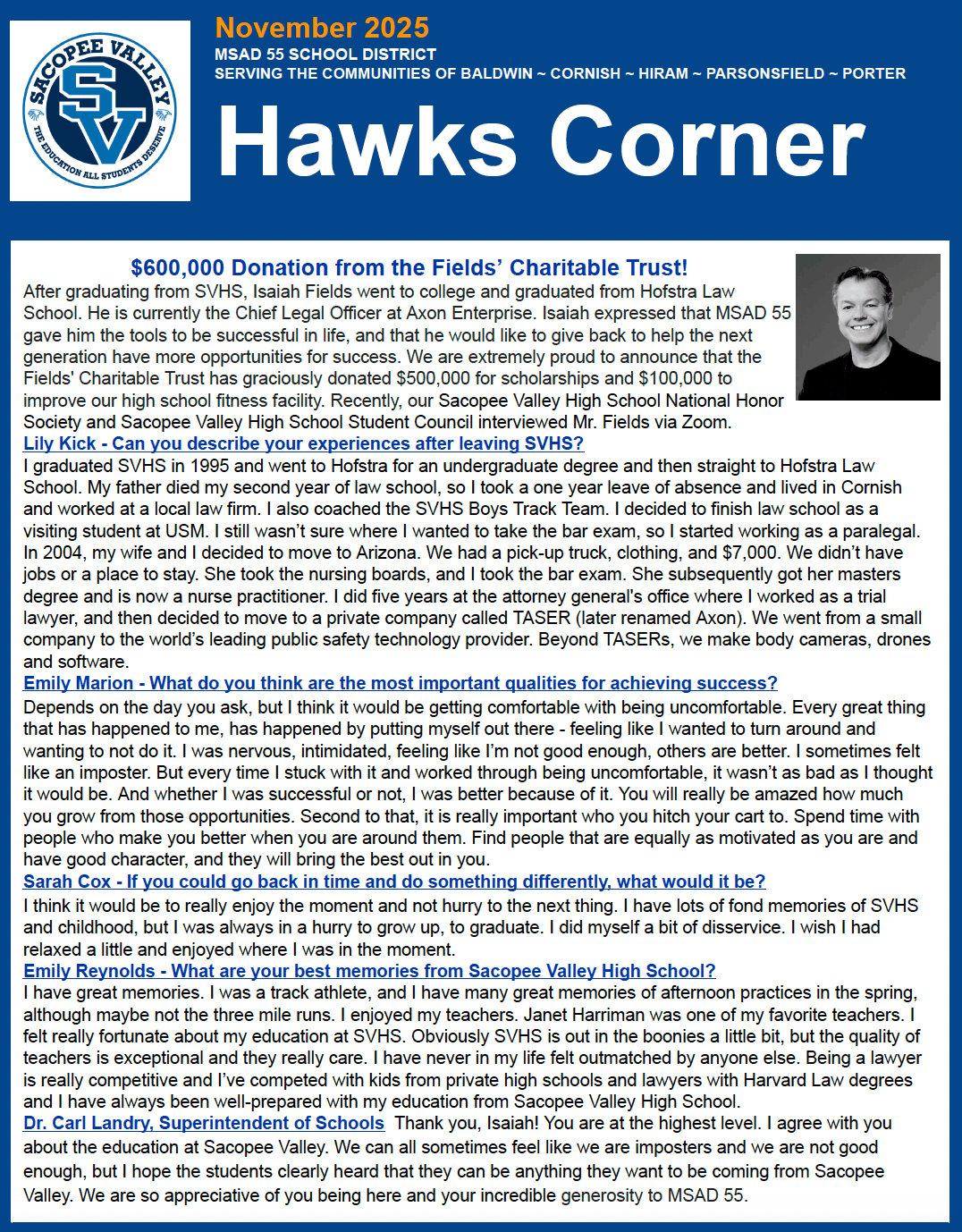 Hawks Corner - May 2025